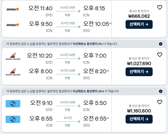 시드니에서 인천까지, 왕복 항공권 정보와 비용 안내