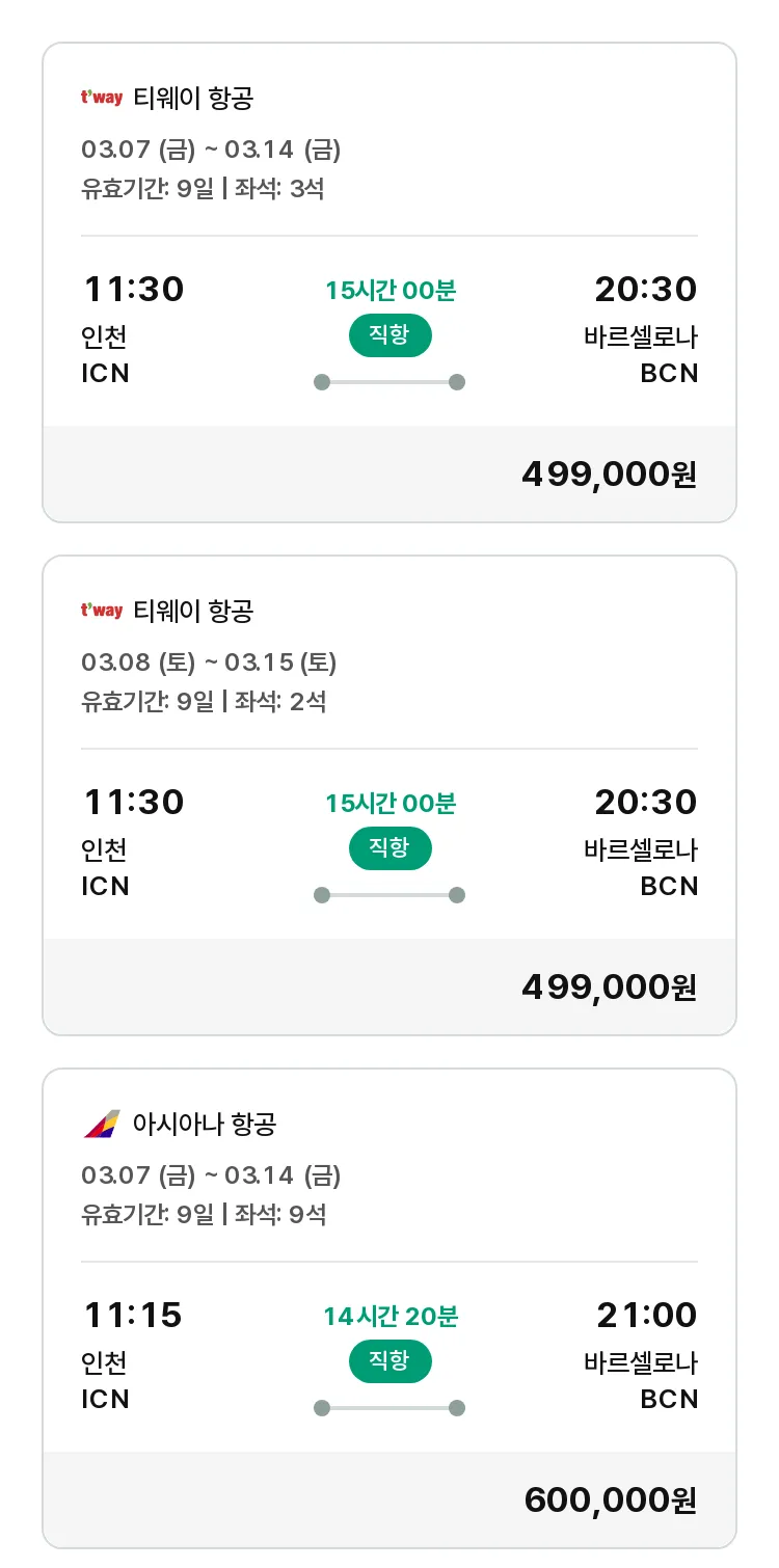 (3월1일(토)) 모두투어 유럽 특가 항공권