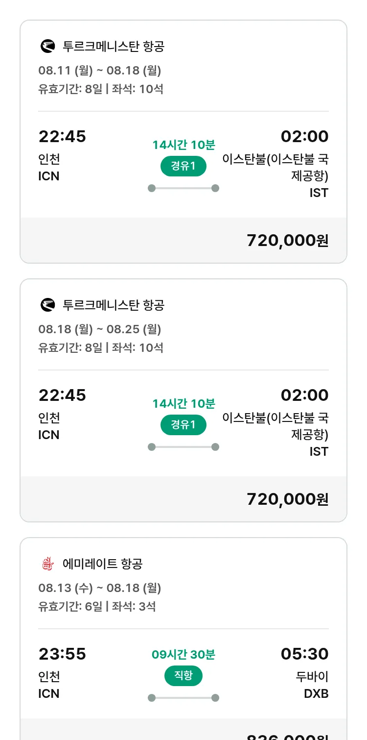 (7월 26일(토)) 모두투어 유럽 특가 항공권