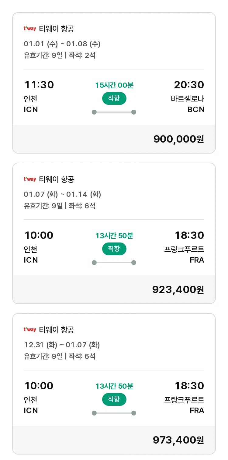 (12월 11일(수)) 모두투어 유럽 특가 항공권