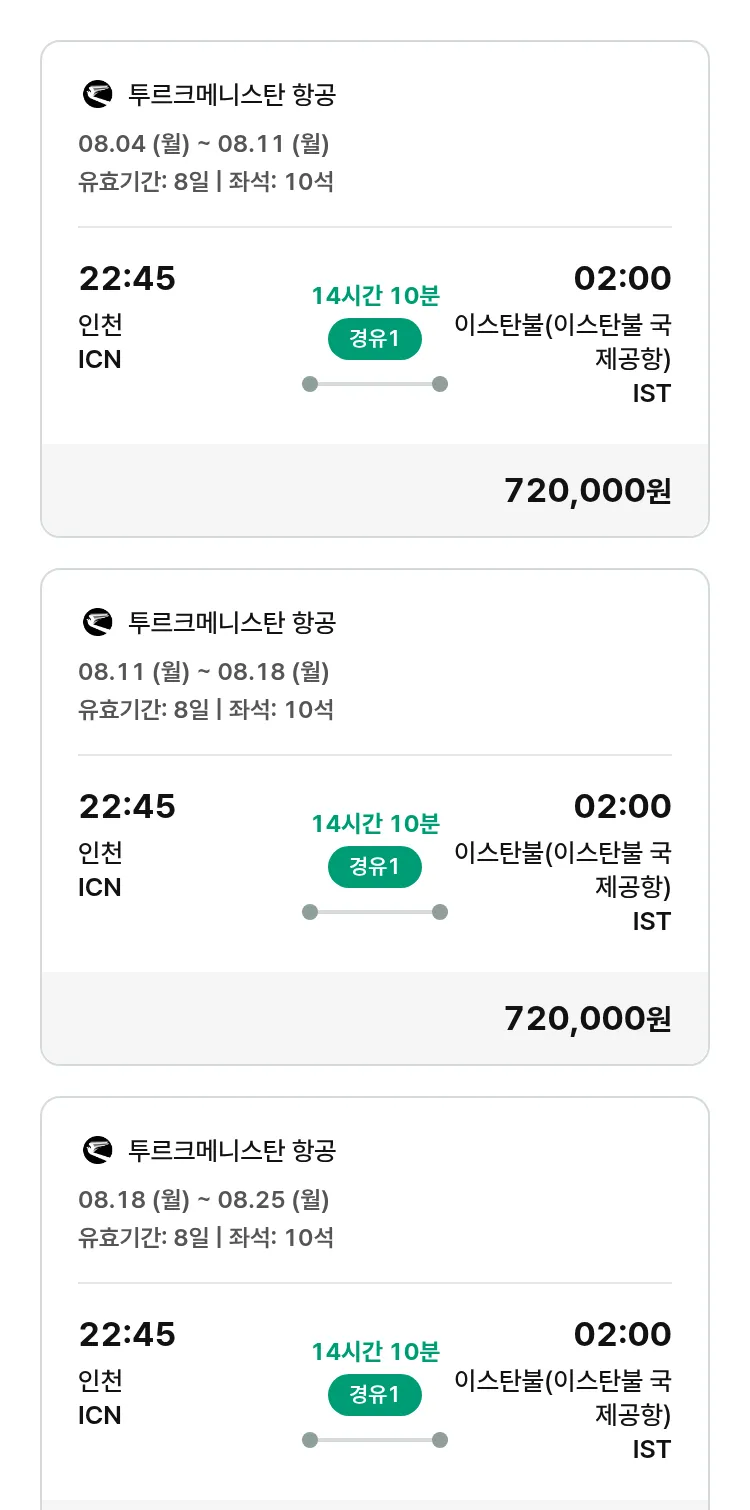 (7월 18일(금)) 모두투어 유럽 특가 항공권