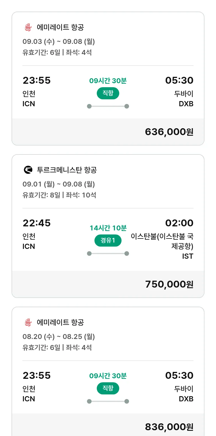 (8월6일(수)) 모두투어 유럽 특가 항공권