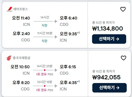 인천에서 파리 여행, 왕복 94만원부터 시작! 