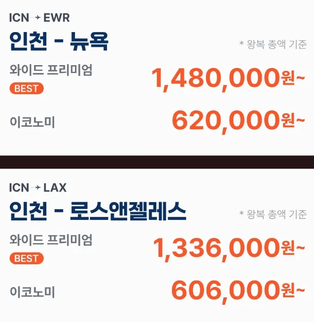 에어프레미아 특가 항공권 할인 정보 (인천 출발, 뉴욕/로스앤젤레스/호놀룰루/샌프란시스코 도착, 519,000원부터)