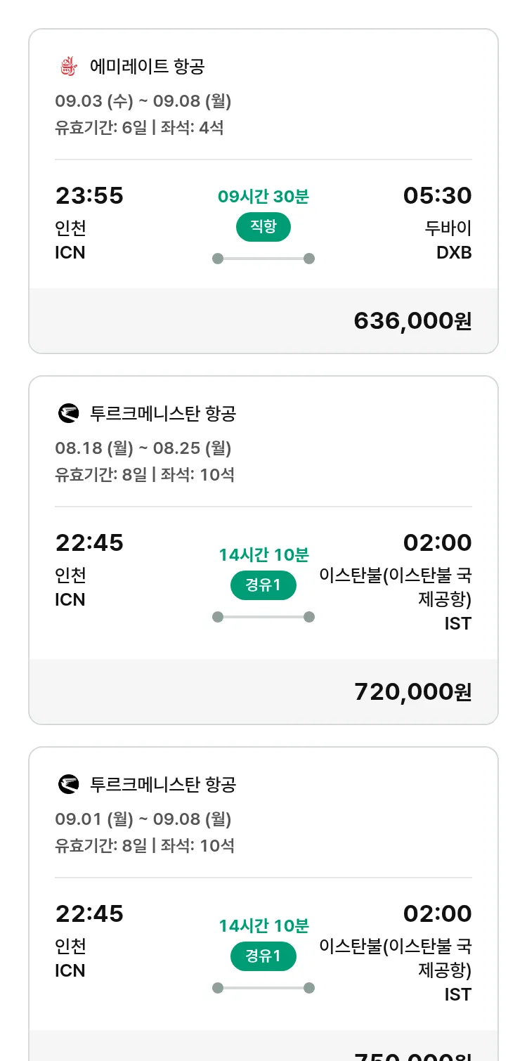 (8월5일(화)) 모두투어 유럽 특가 항공권
