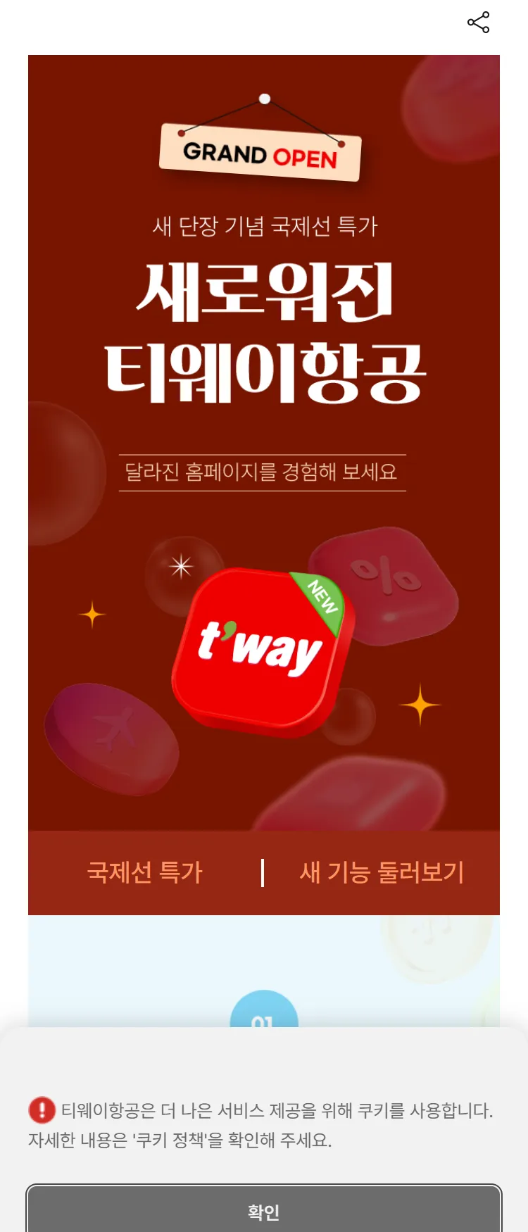 [티웨이]홈페이지 새 단장 기념 국제선 특가