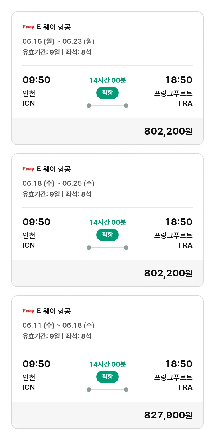 (5월 28일(수)) 모두투어 유럽 특가 항공권