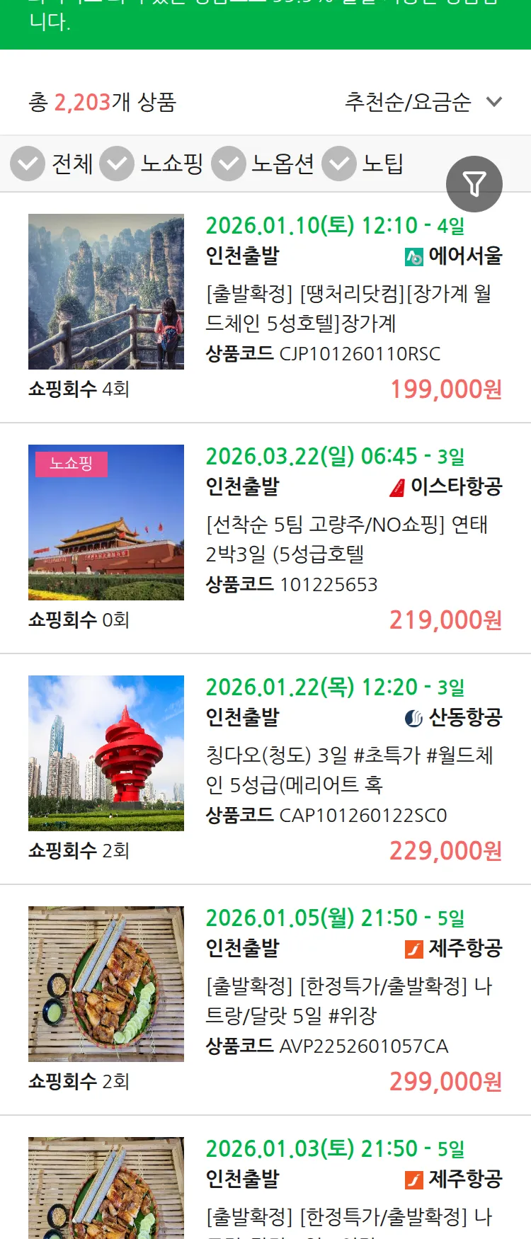 (12월 19일(금)) 땡처리 99.9% 확정 패키지