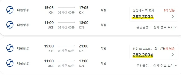대한항공으로 떠나는 오사카 5일 여행, 약 28만 원