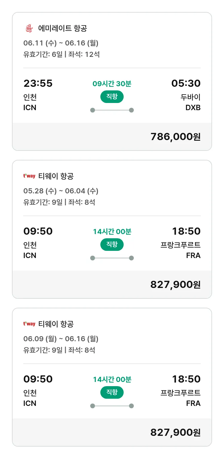 (5월 21일(수)) 모두투어 유럽 특가 항공권